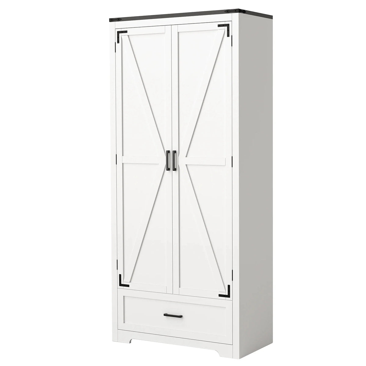Farmhouse Wooden Kitchen Pantry Cabinet With Drawers And Shelves The Pet & Home Store