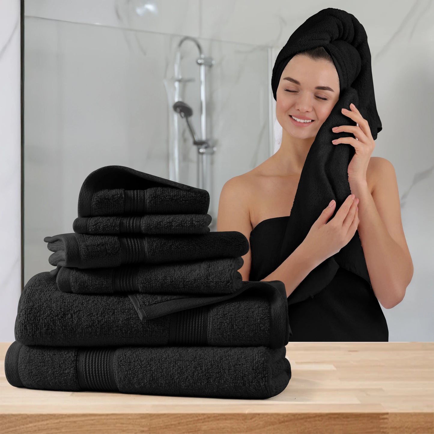 Lux Decor 6-Piece Bath Towel Set 100 Percent Cotton