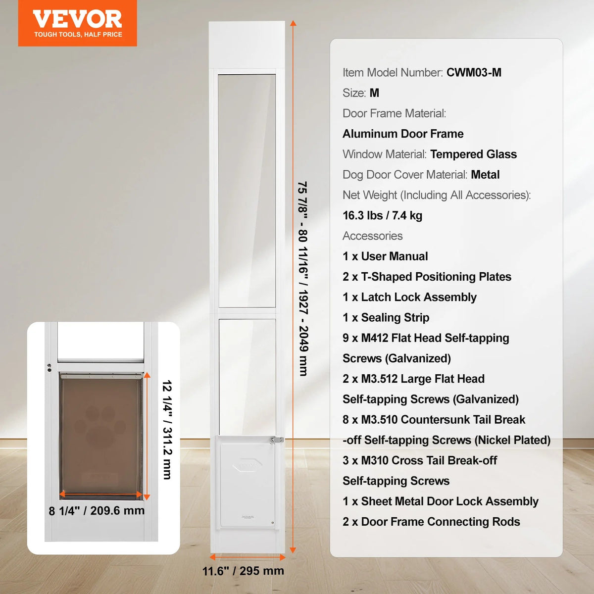 SucceBuy Sliding Glass Dog Door Aluminum Frame Tempered Glass The Pet & Home Store