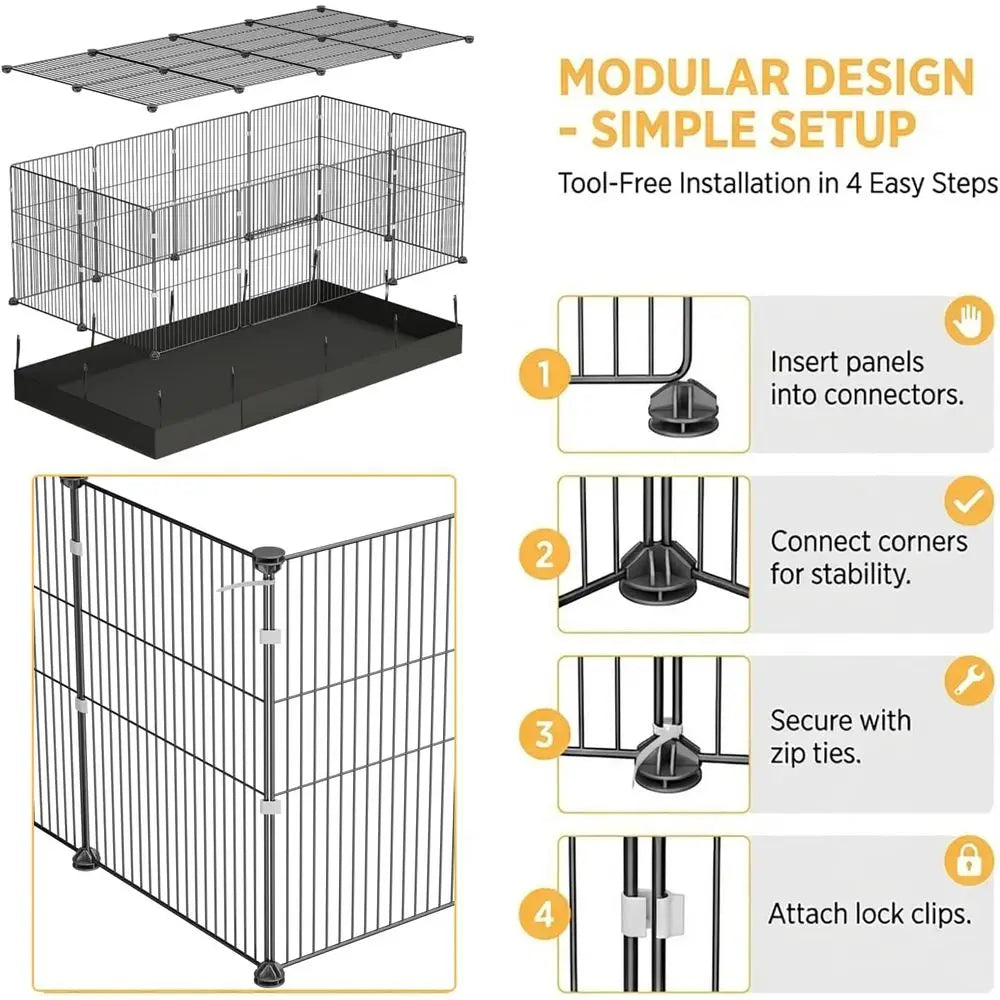 Guinea Pig Cage Enclosed With Door And Waterproof Liner