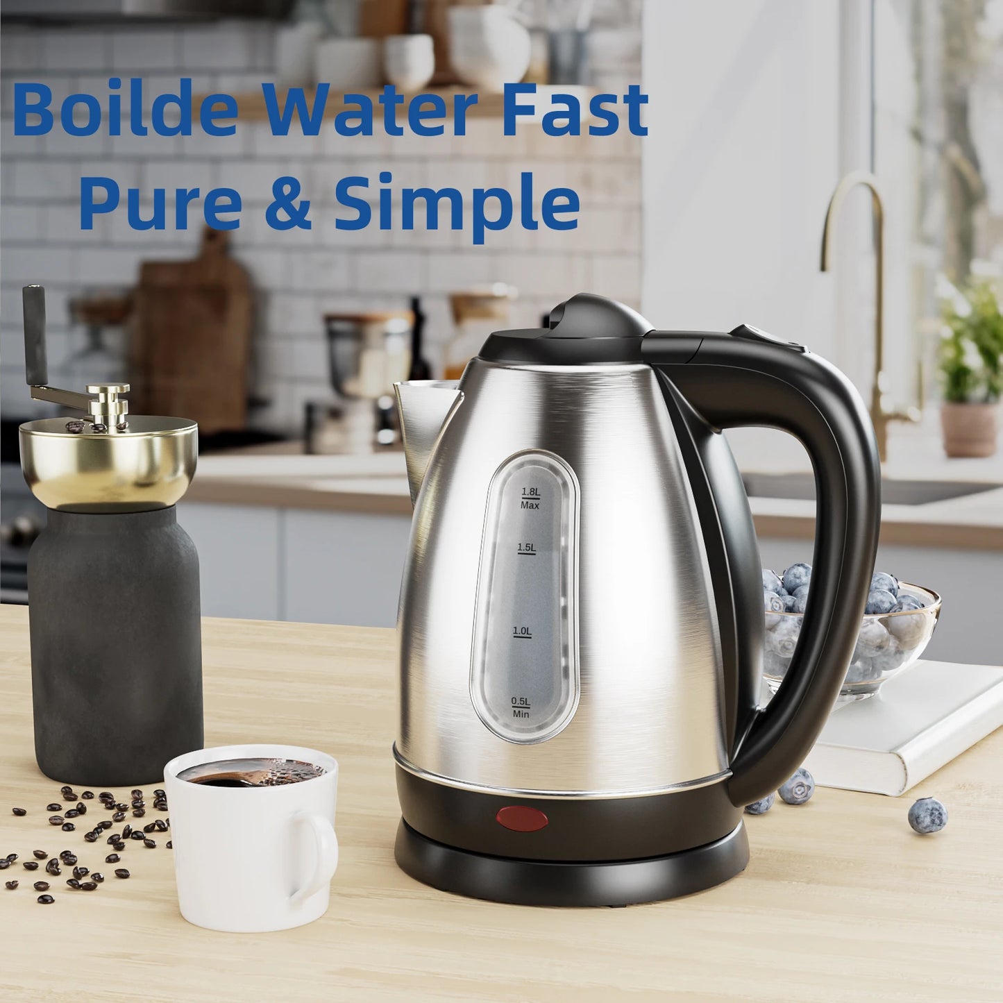CACHOO Stainless Steel Electric Kettle With Auto Shut Off 1100W
