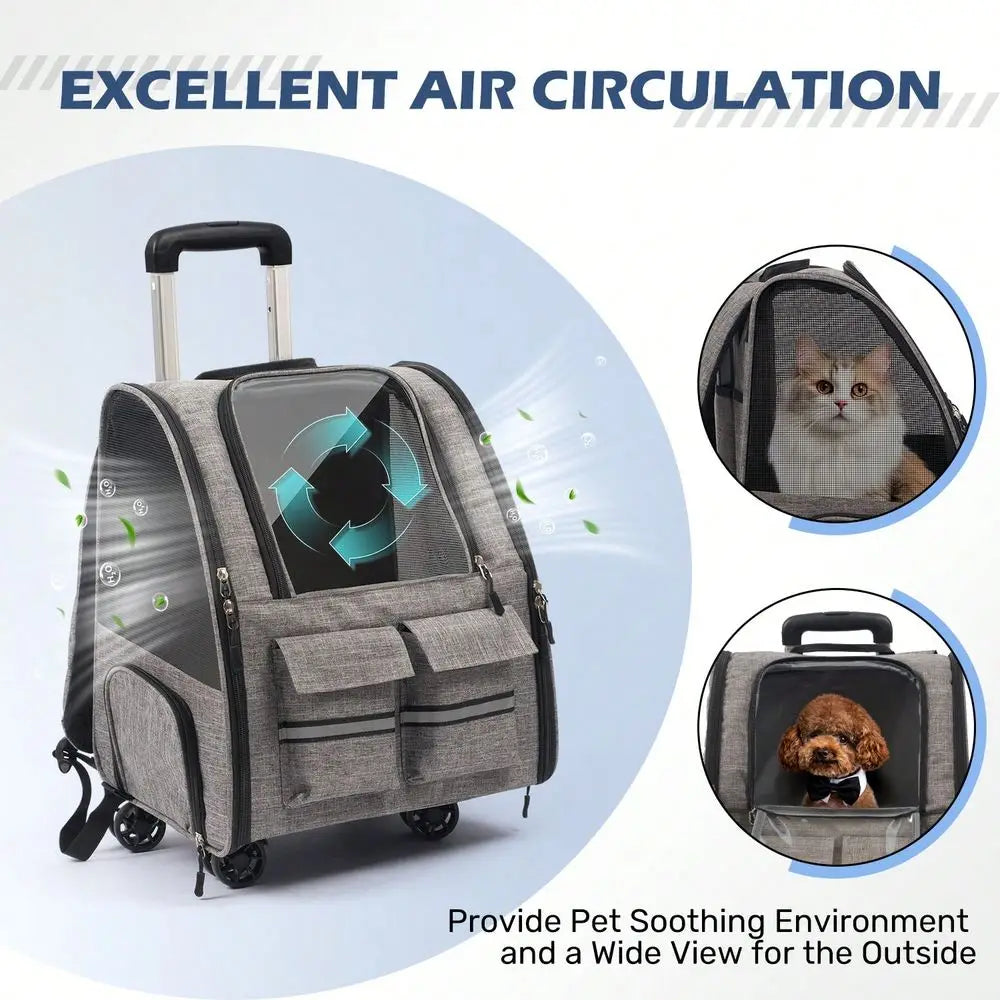 Rolling Cat Carrier With Wheels Airline Approved Pet Carrier