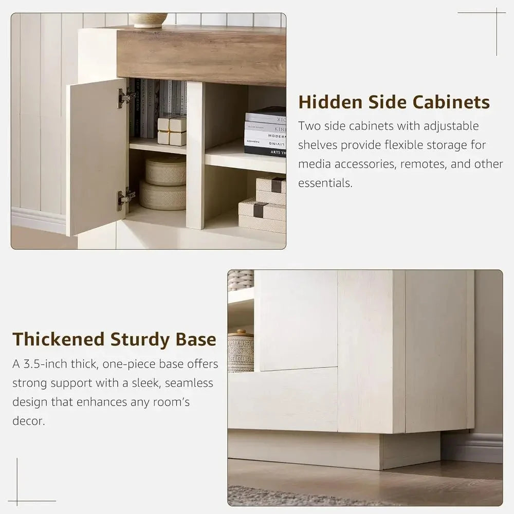 ern 70" TV Stand, Entertainment Center or TVs Up to 80", Media ole with Large Open Storage & Side Cabi, Thick Wood Design or Liv The Pet & Home Store