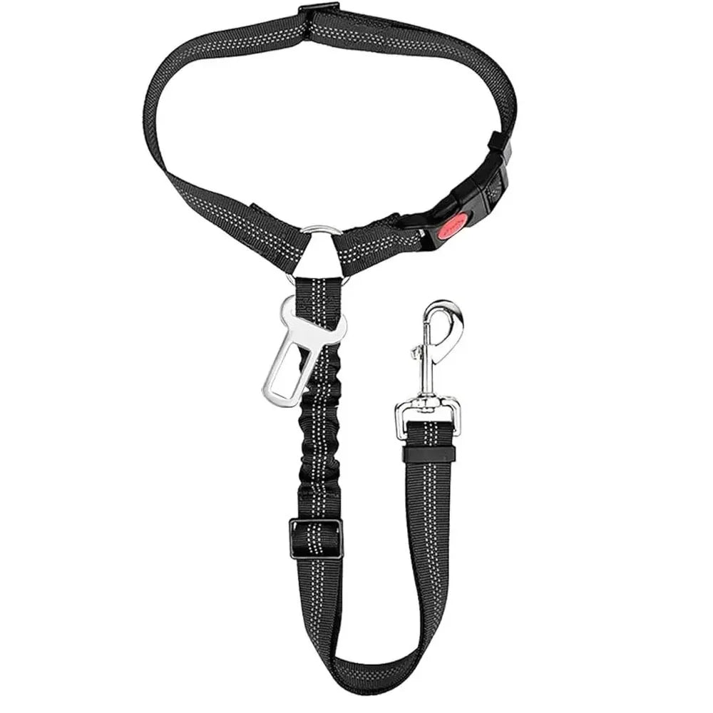 2-In-1 Dog Car Seatbelt Headrest Restraint Adjustable Reflective