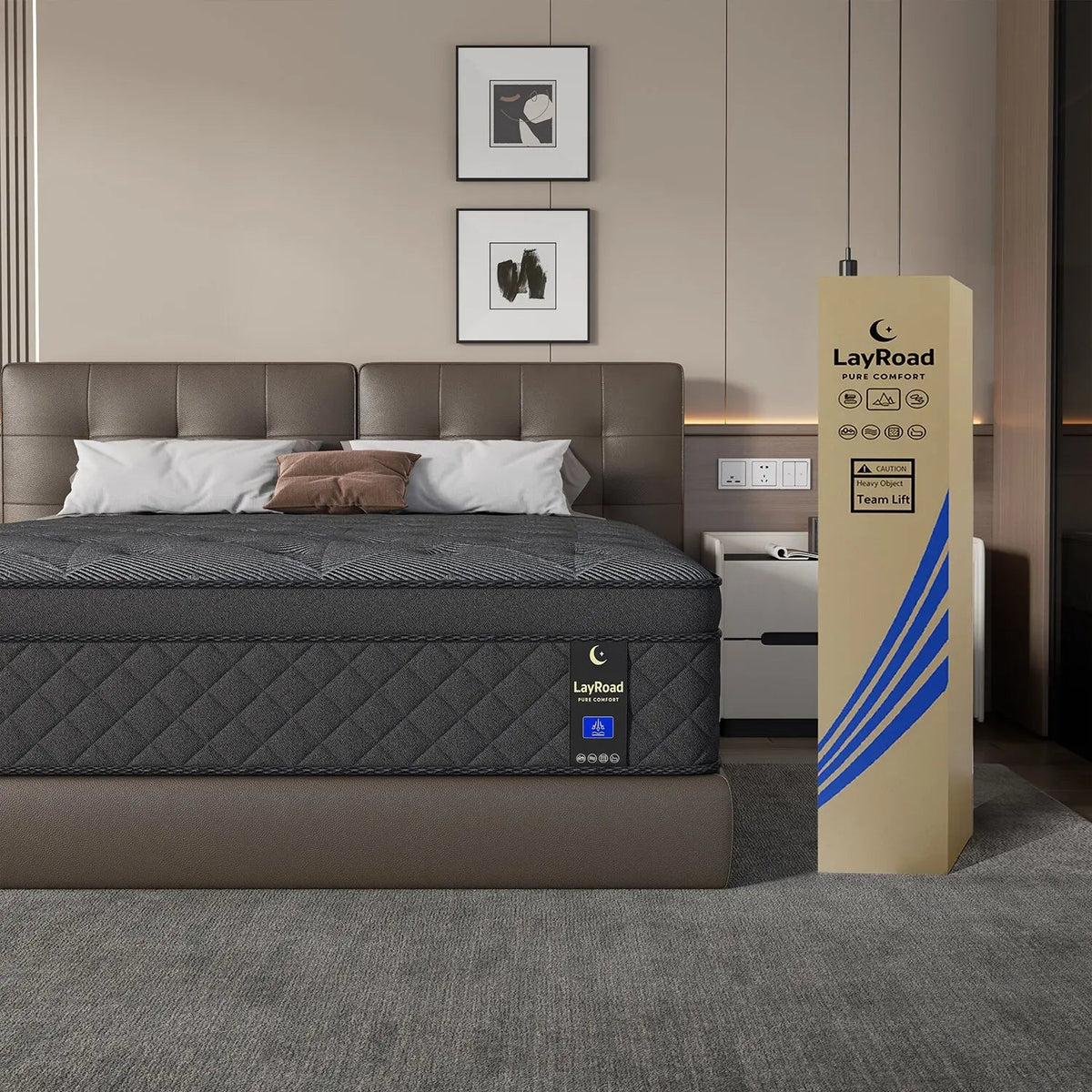 LayRoad 12-14inch Full-Size Memory Foam Mattress Available in Single, Twin, Queen, and King Sizes Boxed Mattress Medium Firmness The Pet & Home Store