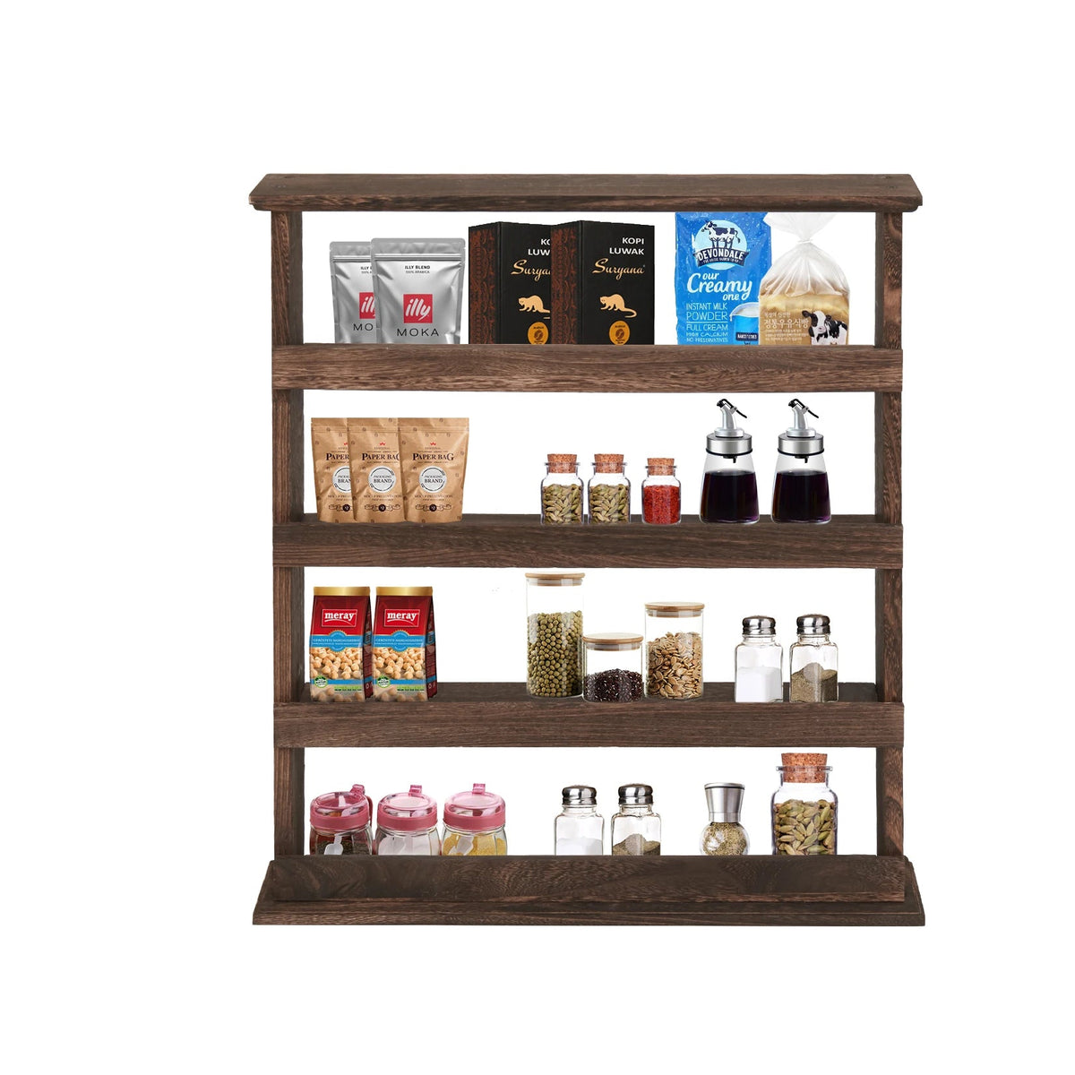 Wood Spice Rack Wall Mount, Wooden Spice Rack Holder, Seasoning Rack, Countertop or Wall Mount Tiered Door Spice Rack The Pet & Home Store