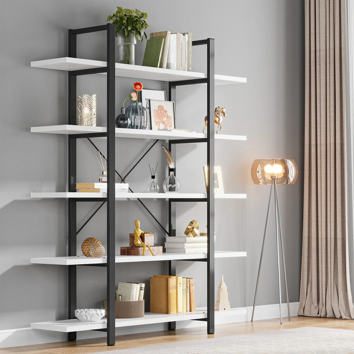 Tribesigns 5-Tier Vintage Industrial Bookcase For Home Office The Pet & Home Store