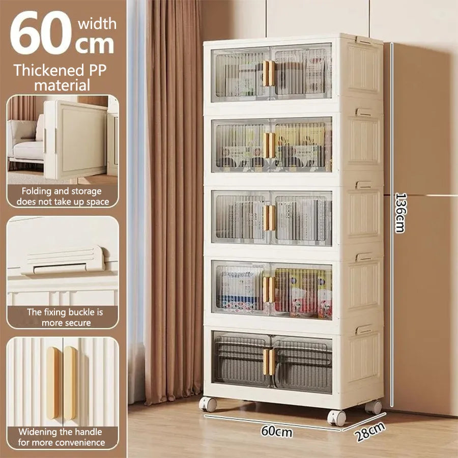 Stackable Plastic Storage Cabinet With Wheels For Easy Organization