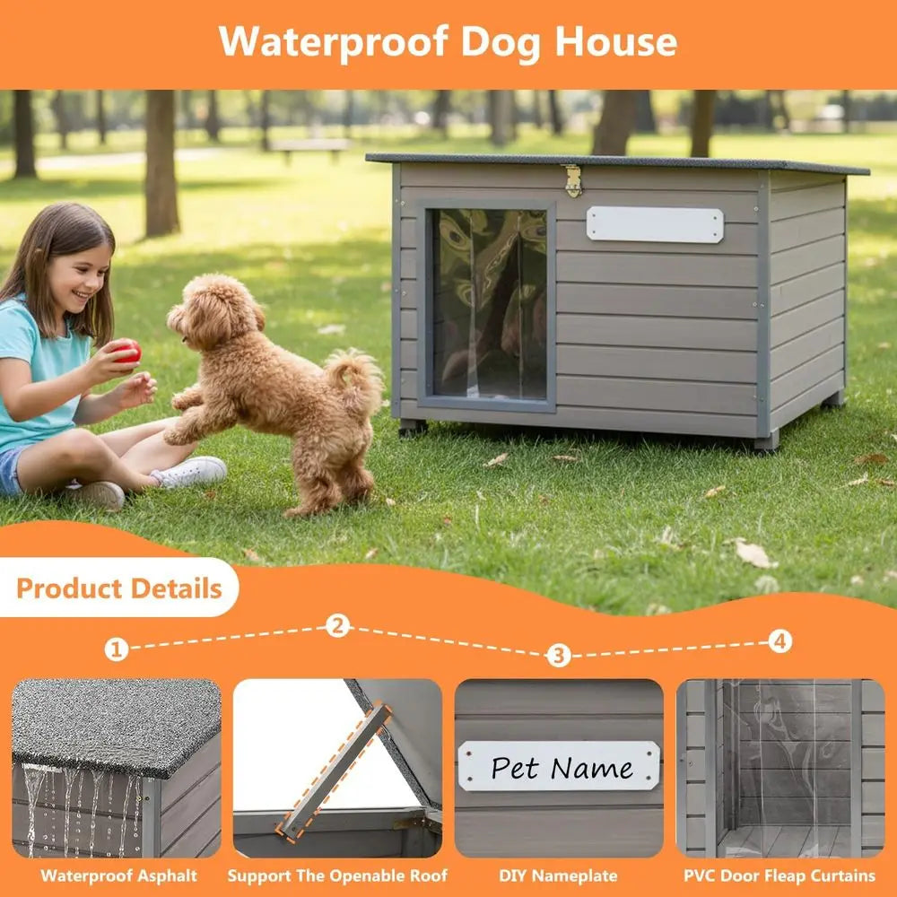 Dog House Outdoor & Indoor Anti-Chewing Iron e Dog Kennel Easy Clean and Assemble Openable Roo or Small to Medium Dog Breeds (32 The Pet & Home Store