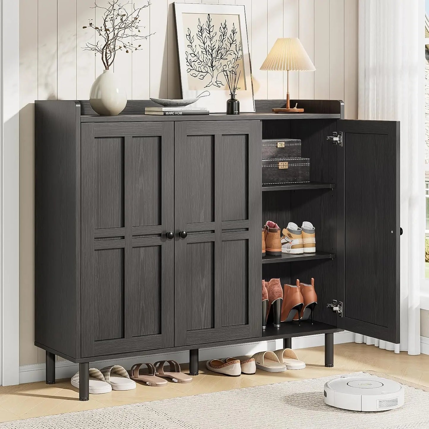 ONBRILL Shoe Cabinet With 3 Doors, 30 Pairs Storage