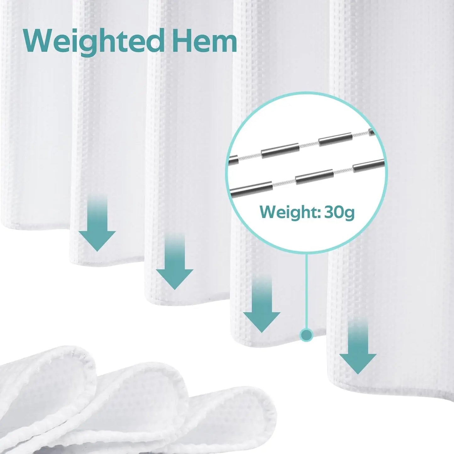 3-In-1 Shower Curtain Set With Waffle Curtain And Liner 12 Hooks