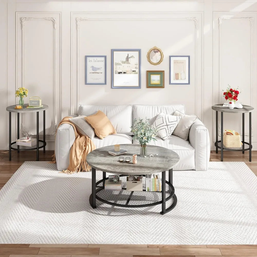 Three Piece Coffee Table Set With Storage For Living Room