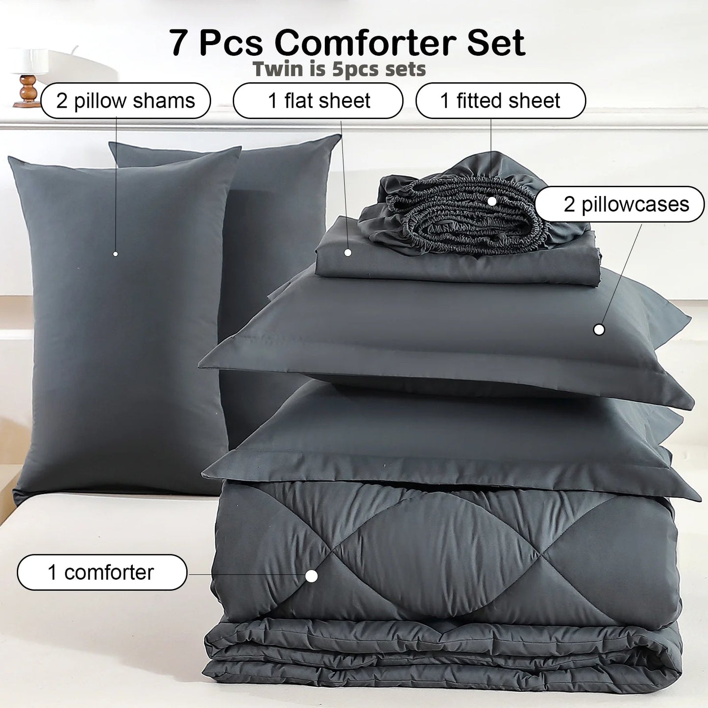 5pcs/7pcs Twin Full Queen King Bedding Sets Home Decor Comforter Flat Sheet Fitted Sheet Pillowcases Sleeping Sets The Pet & Home Store