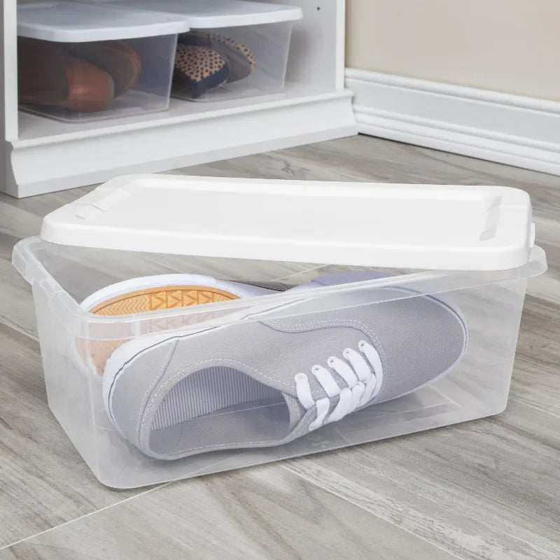 Set Of 10 Transparent Storage Bins With Snap On Lids
