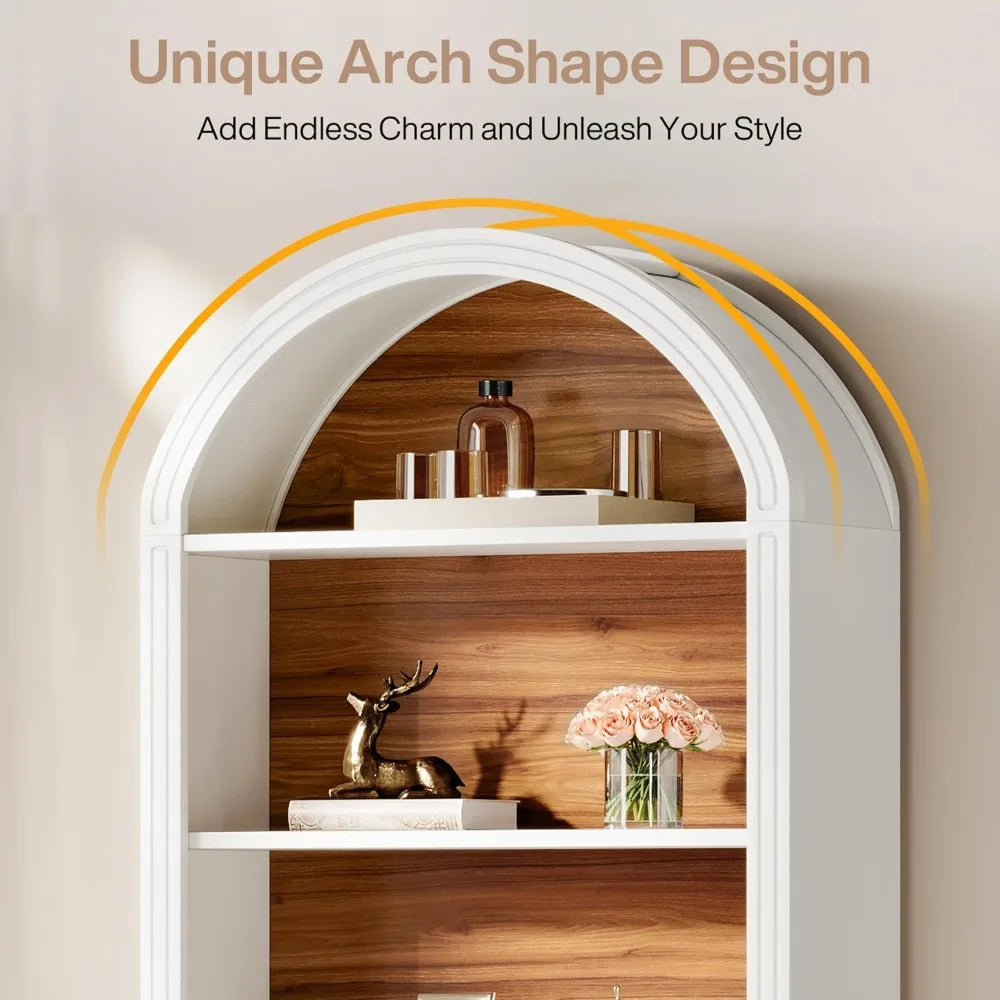 Six Tier Arched Bookshelf Open Floor Standing Display Shelf