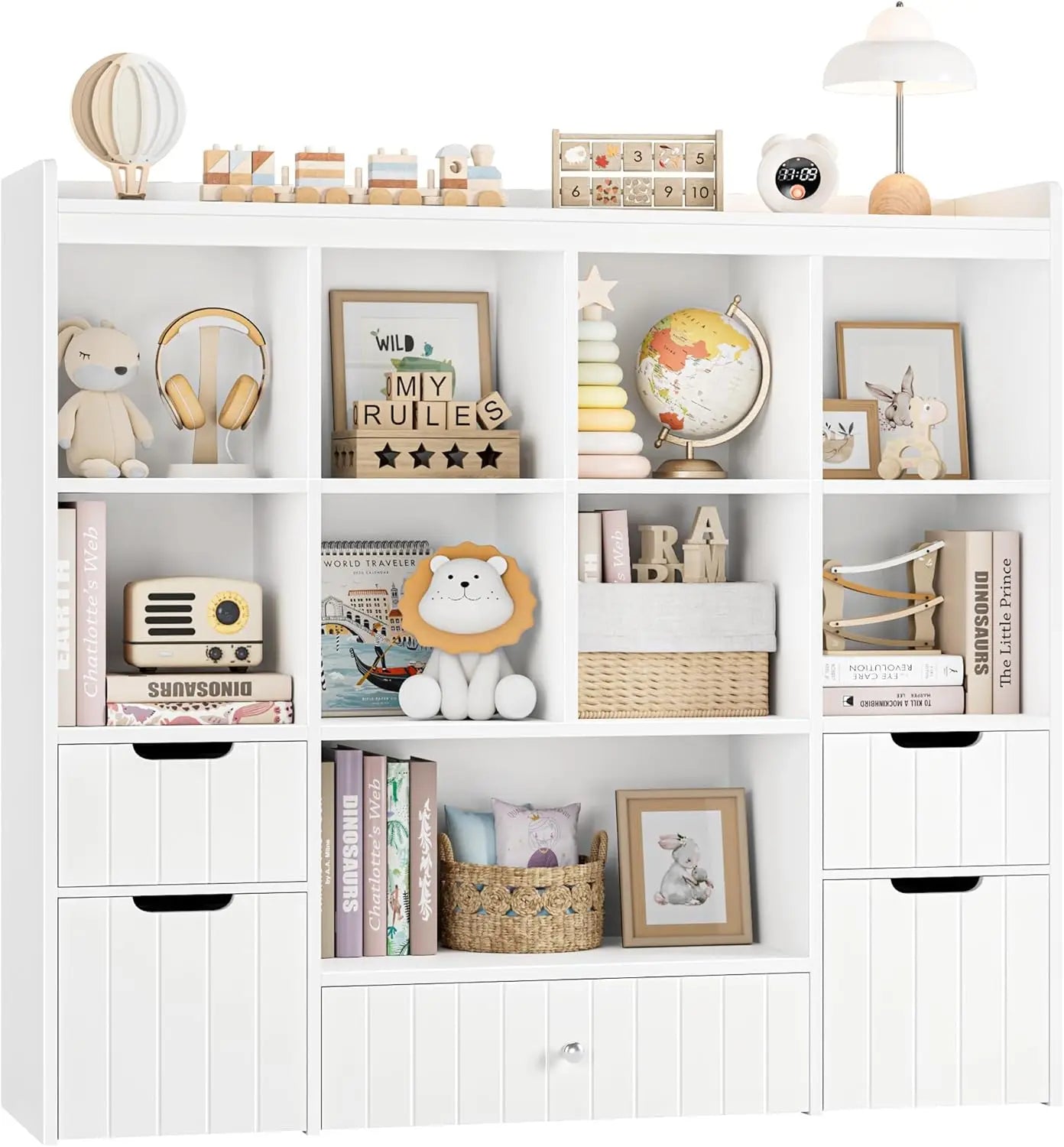 Kids Toy Storage Organizer With Bookshelf And Drawers