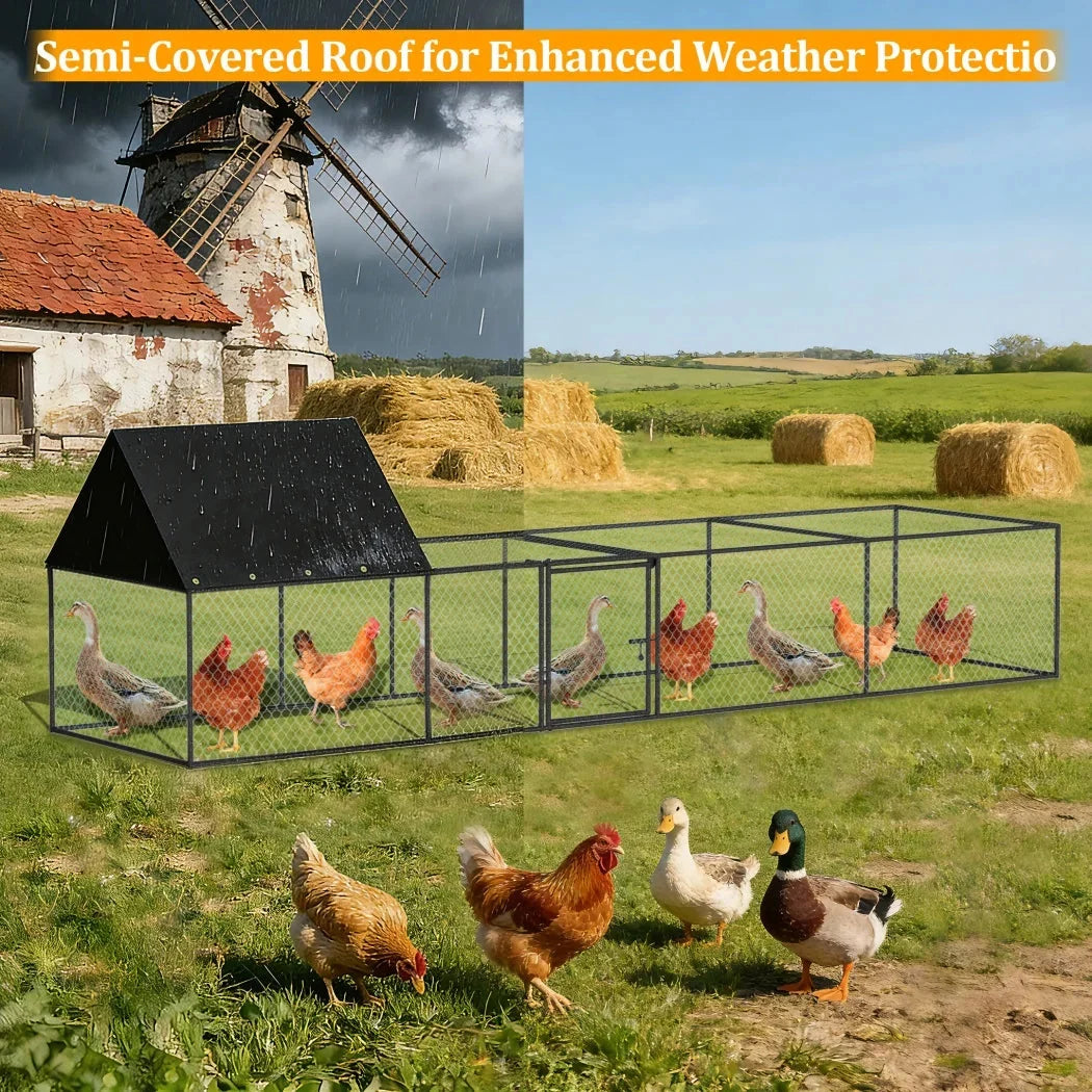 Large Chicken Coop Cage Outdoor Hen Poultry Cage Run Pen Fence Duck House with Nylon Netting Rabbit Hutch Run Nest Pet Cage The Pet & Home Store