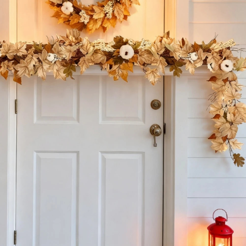 71" Maple Leaf Pumpkin Berry Vine with Pumpkin Maple Leaf Garland (Indoor or Outdoor) The Pet & Home Store