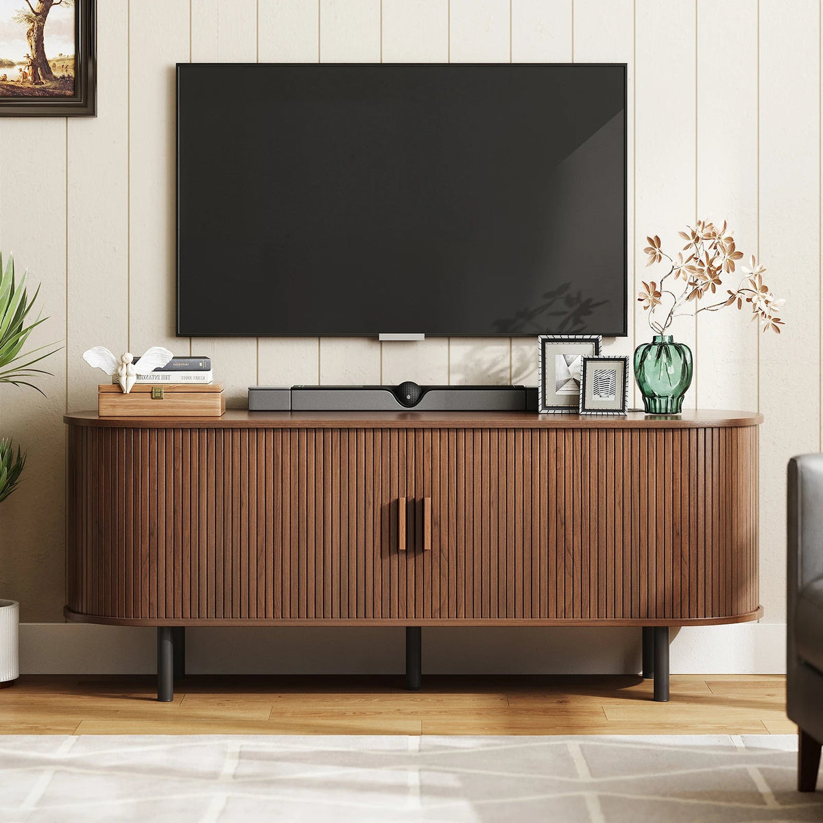 OnbriLL TV Stand With Power Outlet And Adjustable Shelves The Pet & Home Store