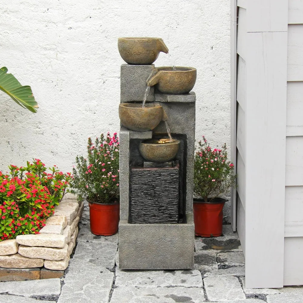 YZM 5-Tier Outdoor Water Fountain Garden Cascading Led Lights