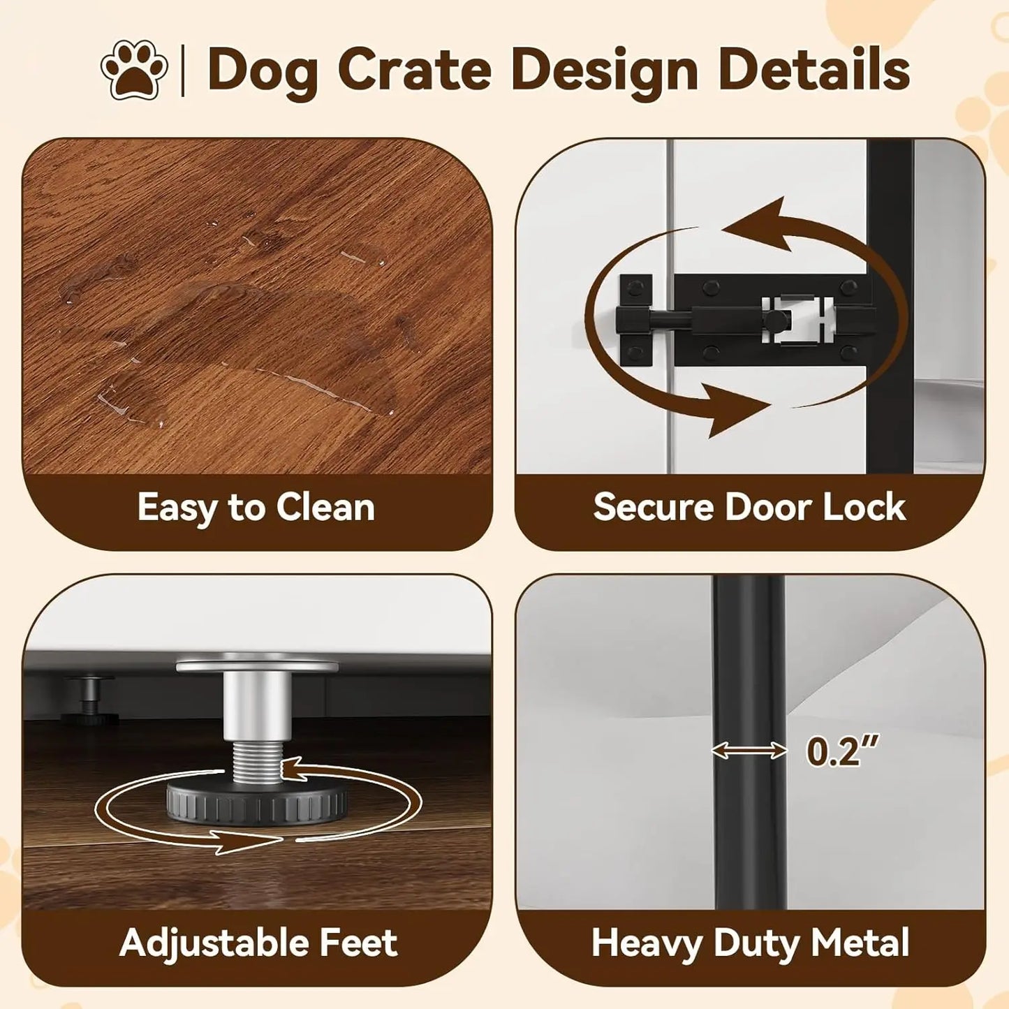 HiMISS Dog Crate Furniture Kennel And TV Console For Two Dogs