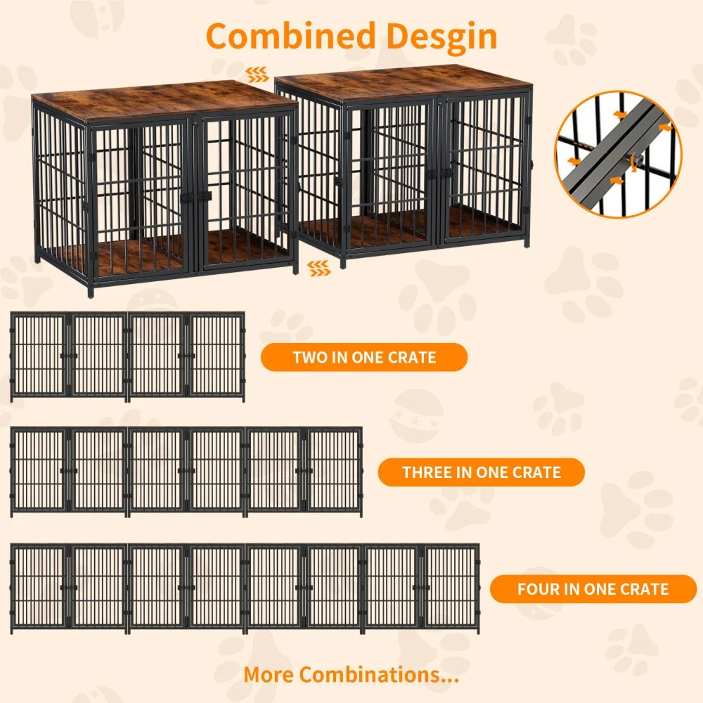 1Pcs Spacious Double Dog Crate with Removable Divider Furniture Style Kennel Cage Ultra Thicken The Pet & Home Store