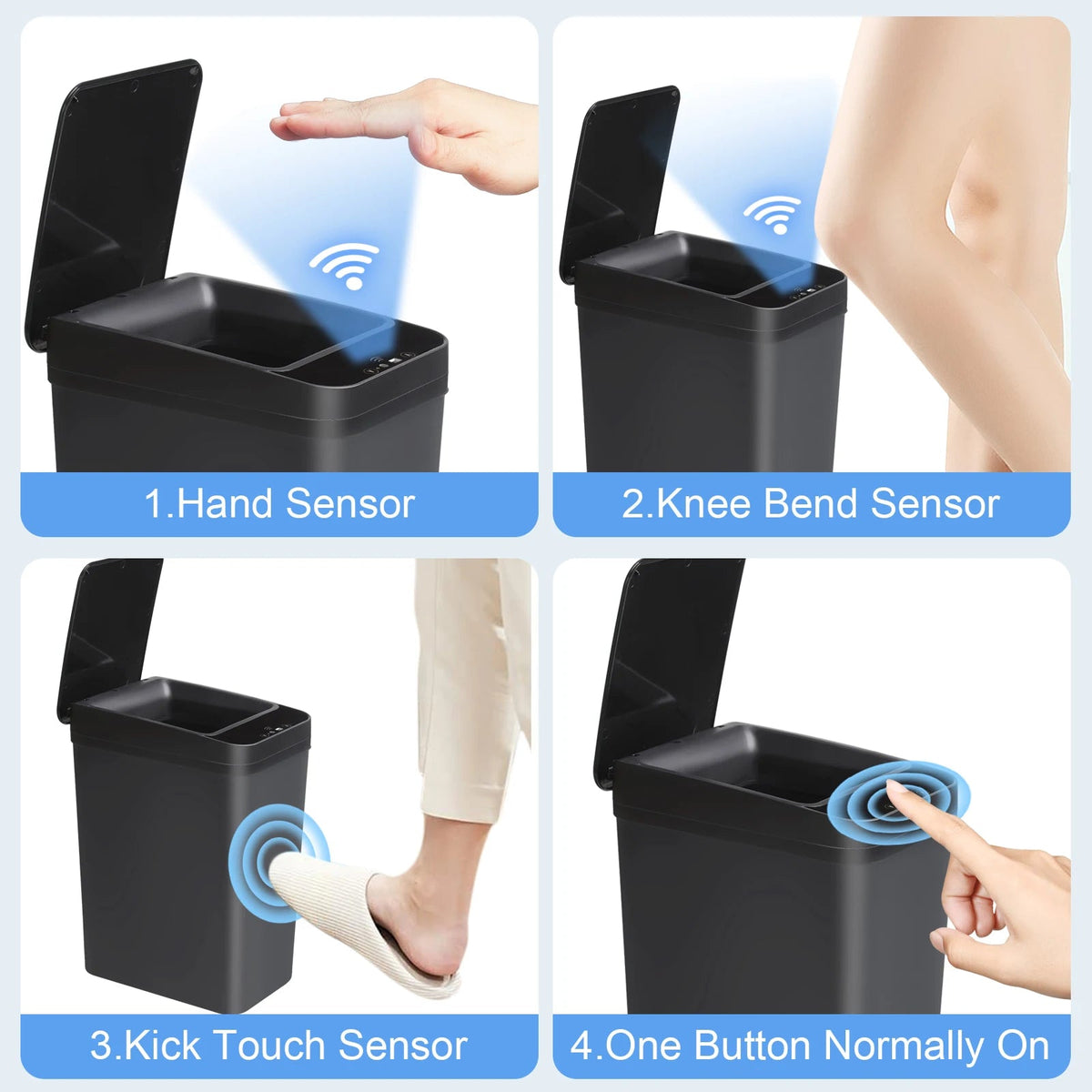 2 Pack 12L Bathroom Automatic Trash Can Touchless Motion Sensor Slim Garbage Can Lid for Bedroom Living room Office Black The Pet & Home Store