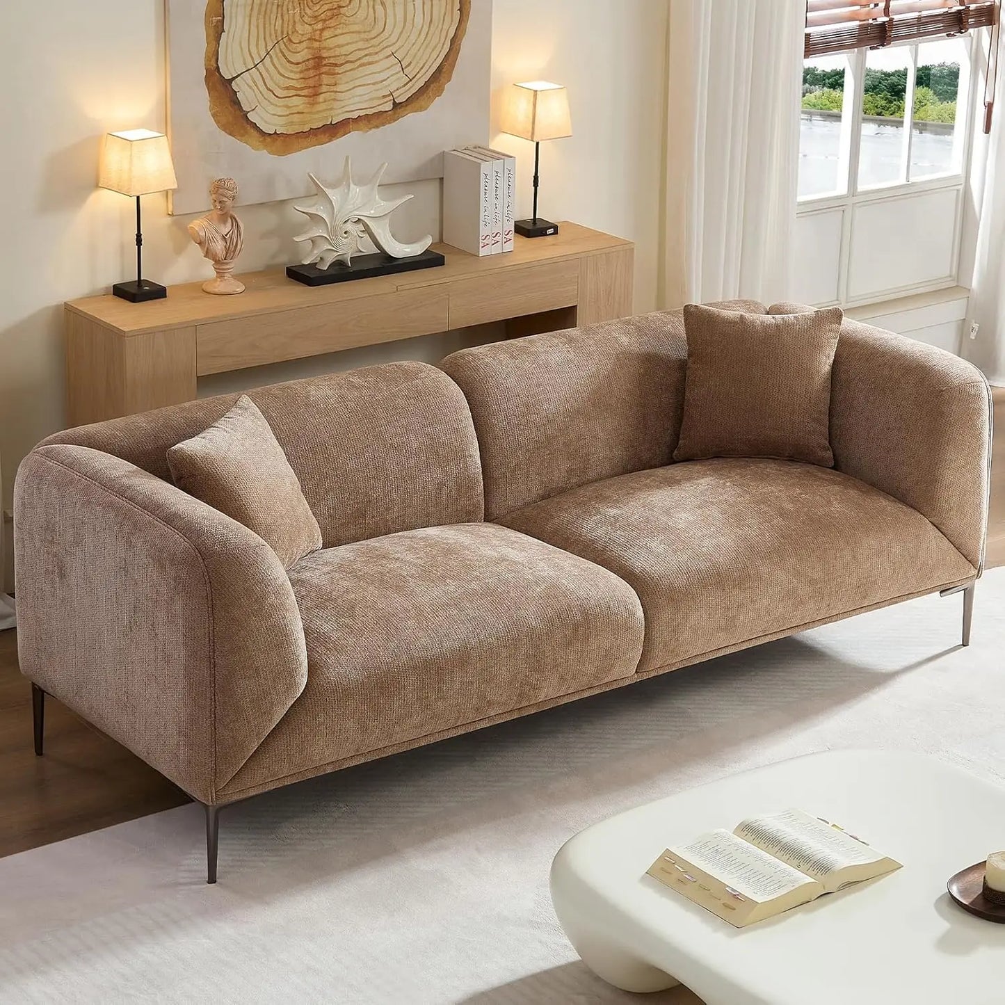Meetaking Modern Boucle Sofa 3 Seater Upholstered Couch With Legs