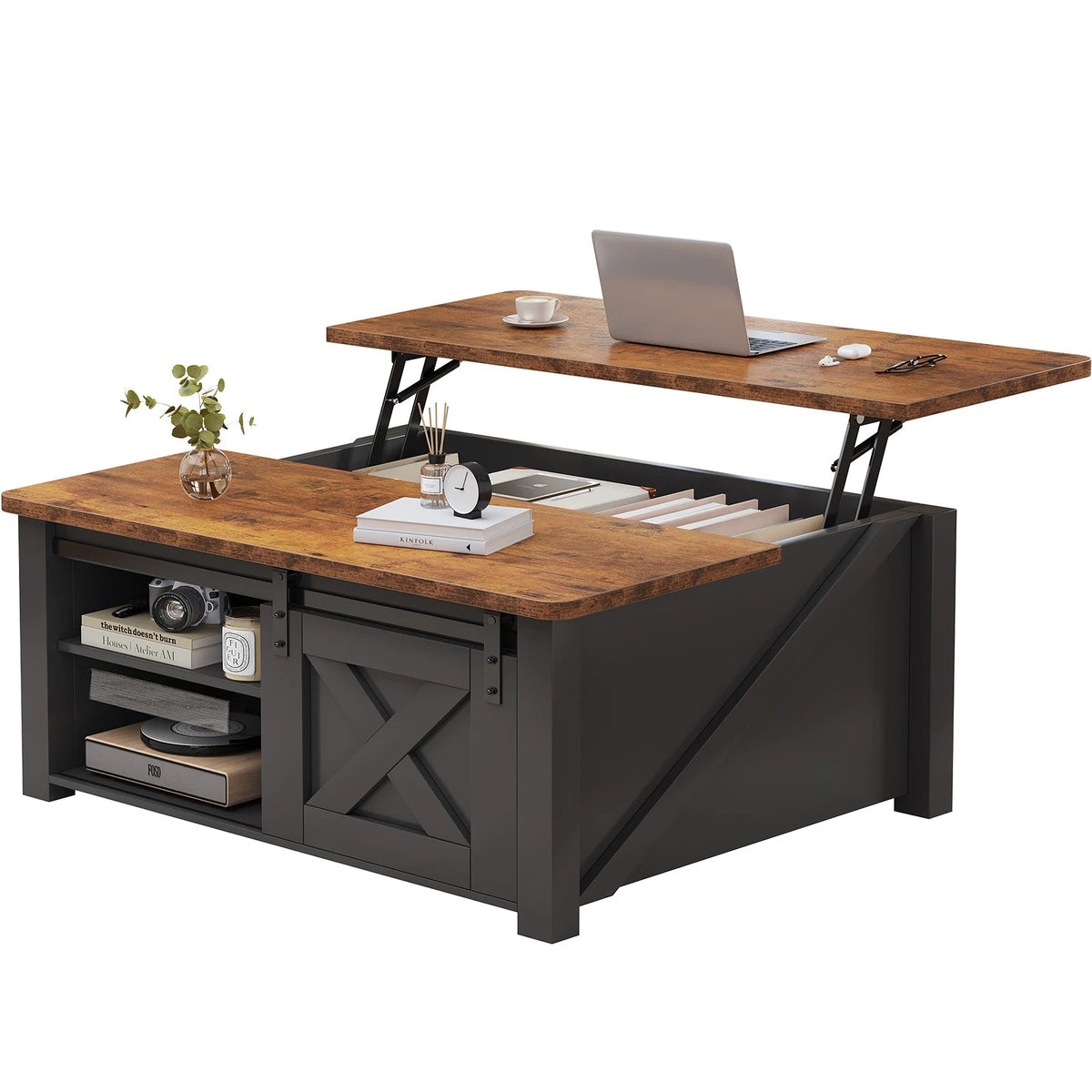 MCQ 31.5IN Wood Lift Top Coffee Tables Square Living Room Adjustable Storage Shelf Easy Lift Or Lower For Tea Dining Tables The Pet & Home Store