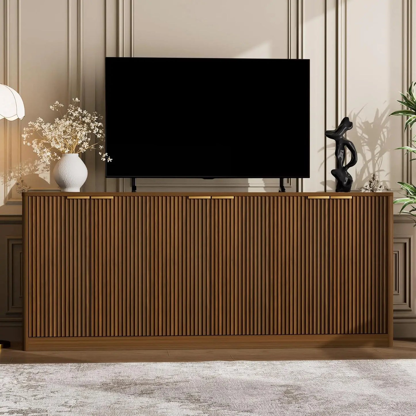 Modern TV Stand Console Cabinet With Doors And Entertainment Center