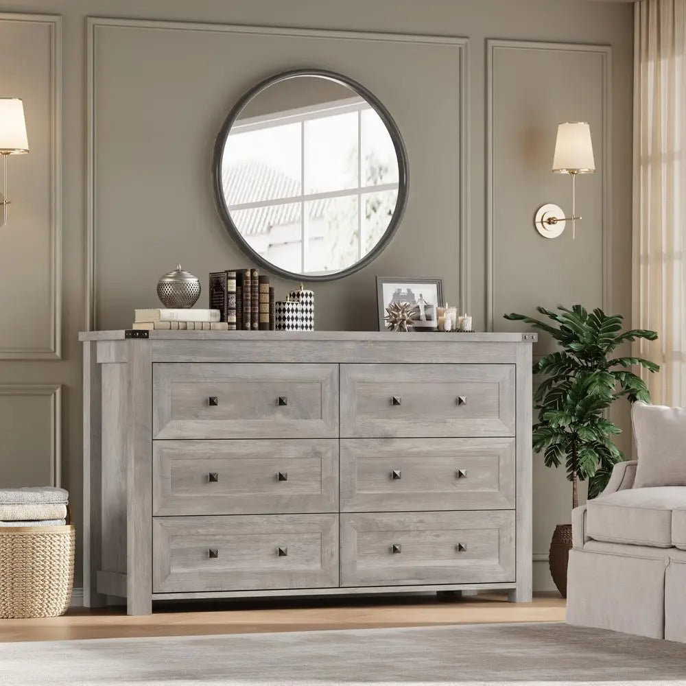 5 Drawer Dresser for Bedroom, 15 D x 23.7 W x 40.4 H in Modern Chest of Drawers, Wood Storage Dresser with Handleless Drawers f