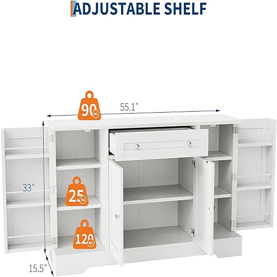 HiMISS Modern Sideboard Buffet Cabinet With Drawers And Shelves