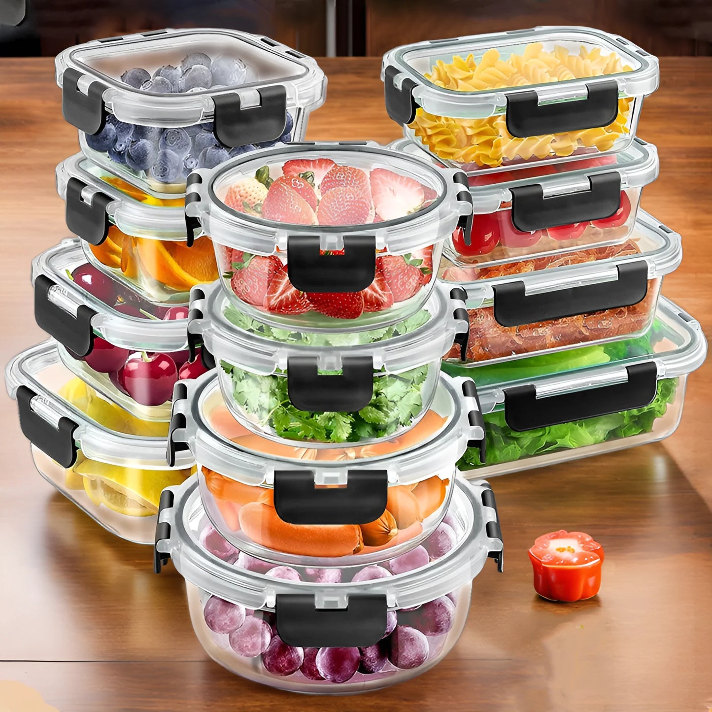 Glass Lunch Box Set 12 Piece Meal Prep Containers Airtight