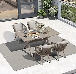 DAFIFY Wicker Outdoor Patio Dining Set With Aluminum Frame