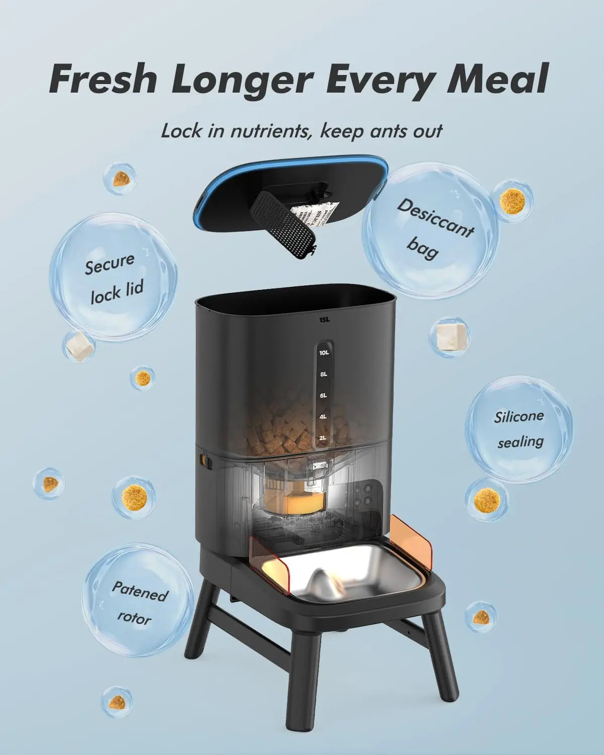 Automatic Dog Feeder for Large Breed With Elevated Stand