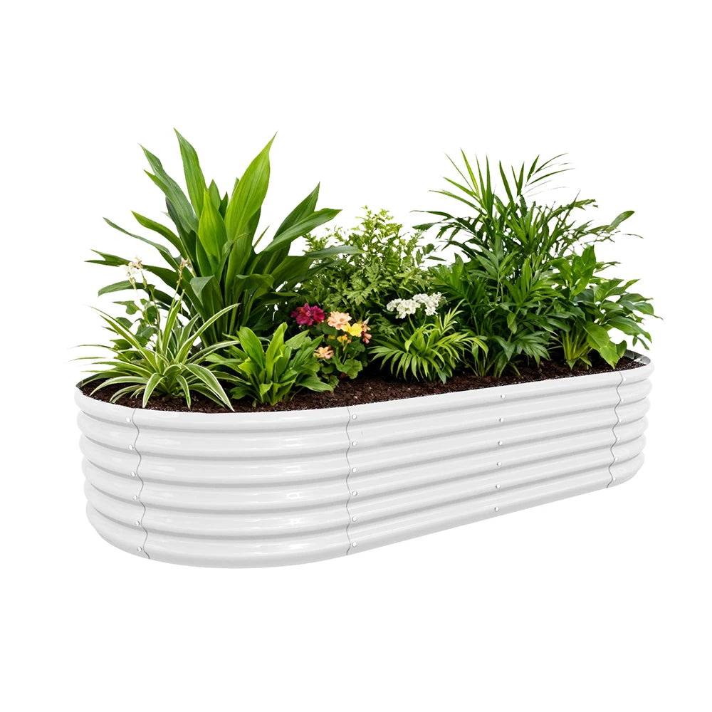 Tramull Galvanized Oval Raised Garden Bed For Vegetables Herbs
