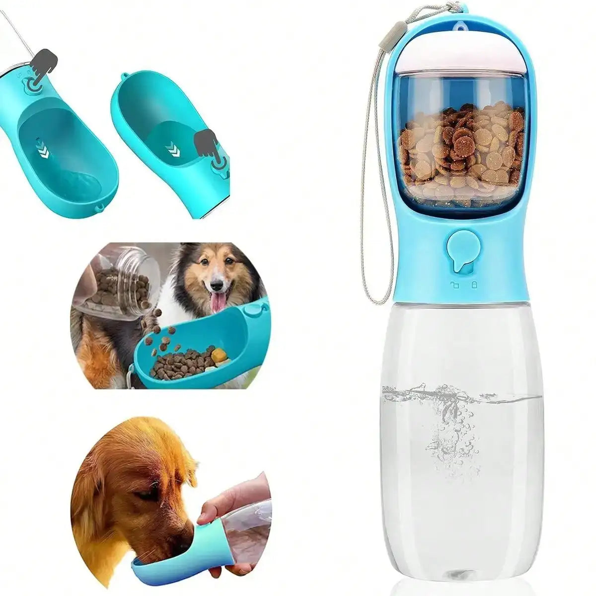 3 In 1 Portable Pet Water Bottle With Food Dispenser