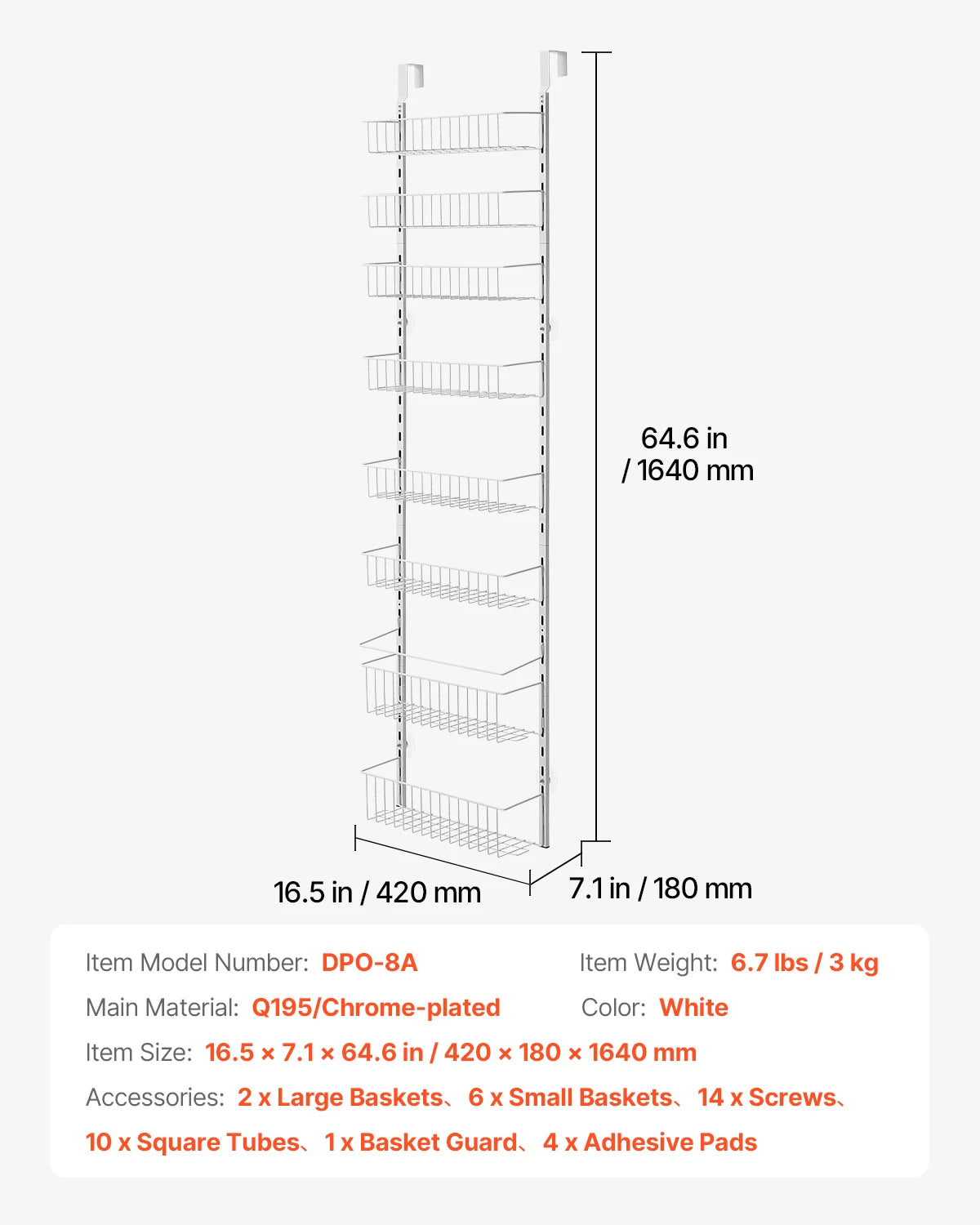 SucceBuy 6/8/9/10 Tier Over the Door Pantry Organizer Heavy-Duty Steel Hanging Spice Rack, Adjustable Wall Seasoning Shelves The Pet & Home Store
