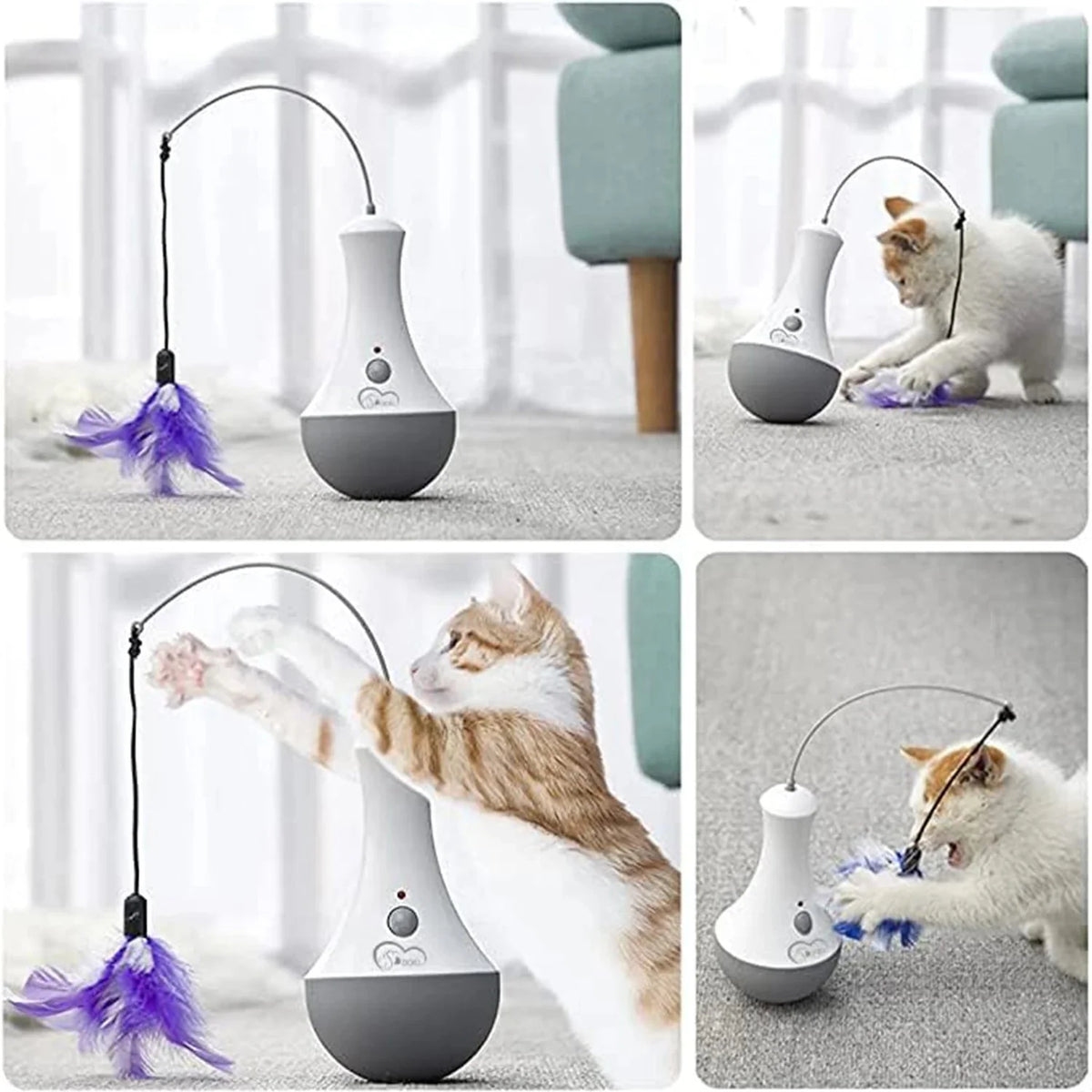 DOEL Cat Interactive Toys Funny Feather Kitten Teaser Indoor Play Automatic Toy Gift Cat Feather Toy The Pet & Home Store