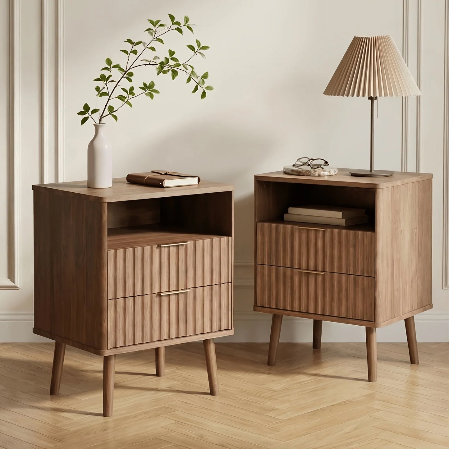 PIYRQ Set Of 2 Nightstands Modern Bedside Tables With Drawers