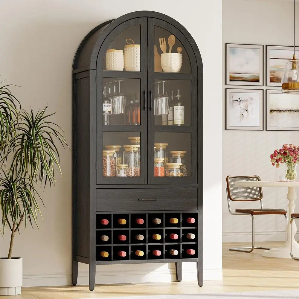 Elegant Arched Wine Bar Cabinet With Storage Shelves The Pet & Home Store