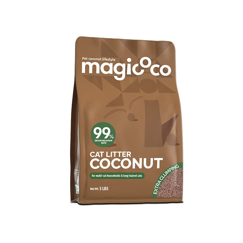 Coconut Cat Litter 10LBS 99% Deodorized Odor Control Low Tracking & Flushable Strong Clumbing Cat Litter Cat Sand The Pet & Home Store