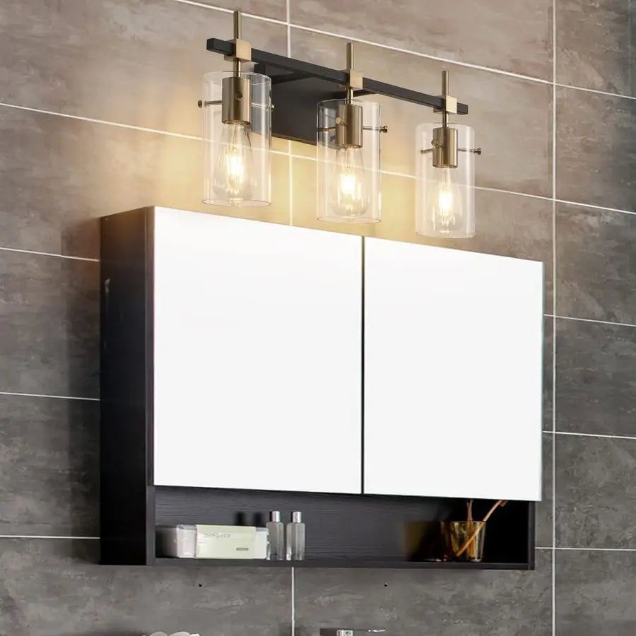 Vintage Vanity Lights Bathroom Fixture Over Mirror With Glass Shades
