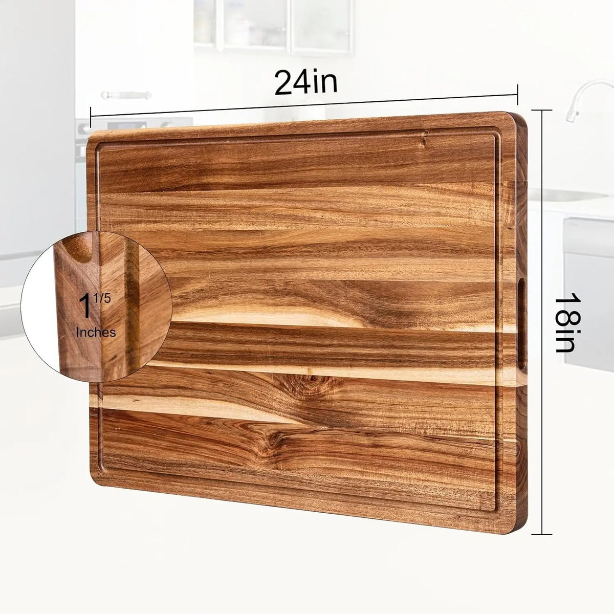 Kitchen Extra Large Wood Cutting Board with Juice Groove and Handle Reversible Charcuterie Butcher Block 24 x 18 x1.2 in The Pet & Home Store