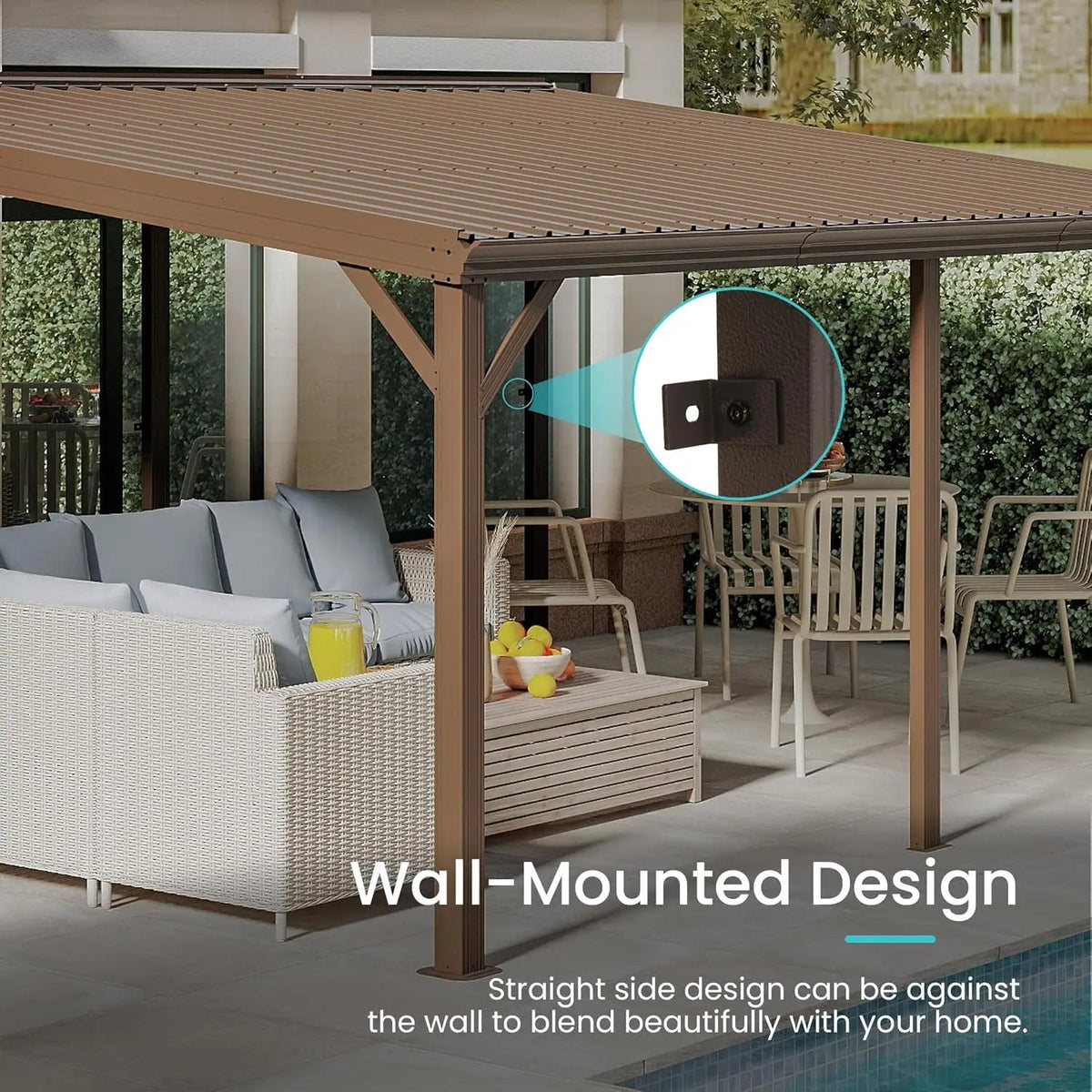 Wall Mounted Lean To Gazebo Pergola With Galvanized Steel Roof The Pet & Home Store