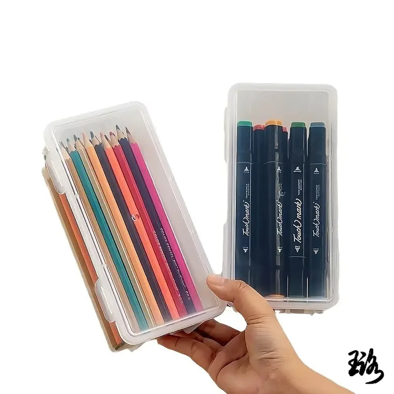 Clear PP Storage Boxes With Lids For Office Supplies