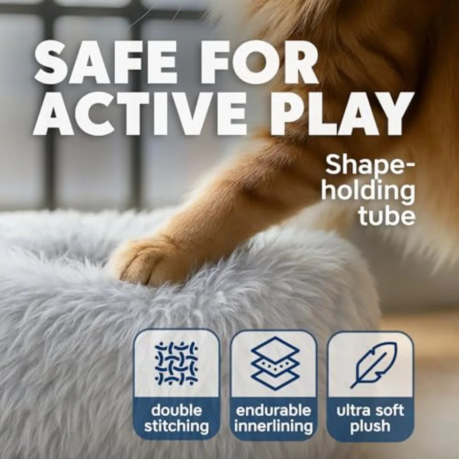 Plush Cat Donut Tunnel Bed 3-In-1 Foldable Indoor Playground