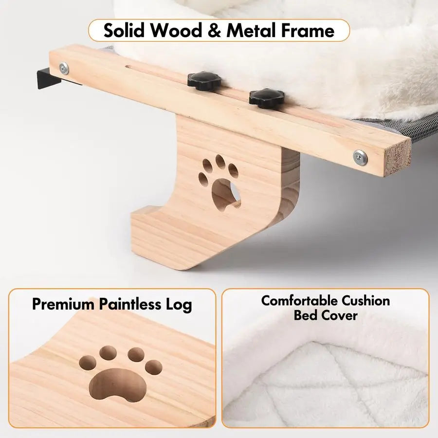 Cat Window Perch Hammock Cushion Cover, Wood Frame