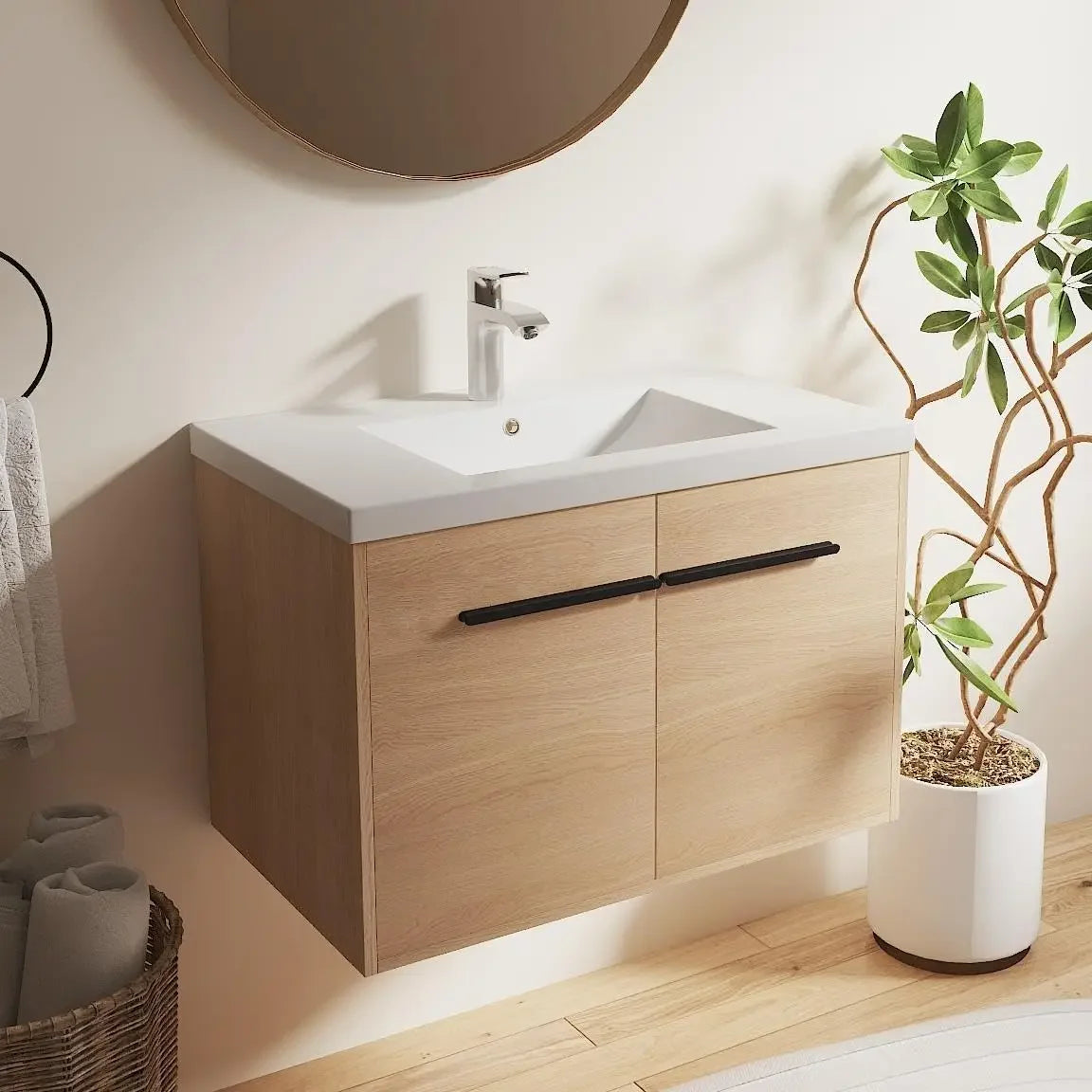 Floating Bathroom Vanity With Sink, Wall Mounted Premium Plywood