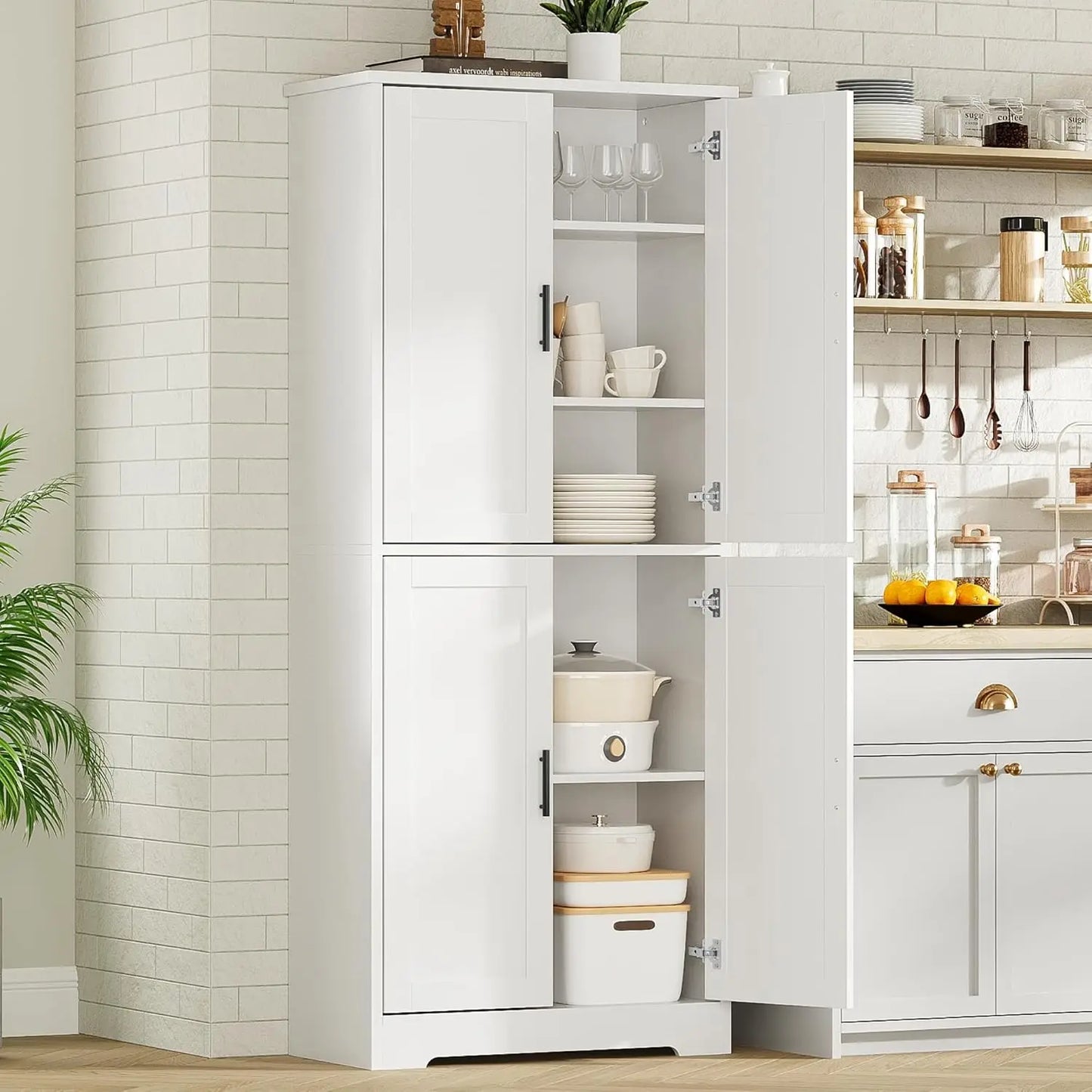 Studyset Kitchen Pantry Cabinet Freestanding Storage With Doors Shelves